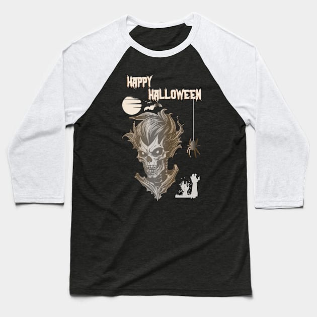 Happy Halloween, skeleton moonlit bats Design! Baseball T-Shirt by YeaLove